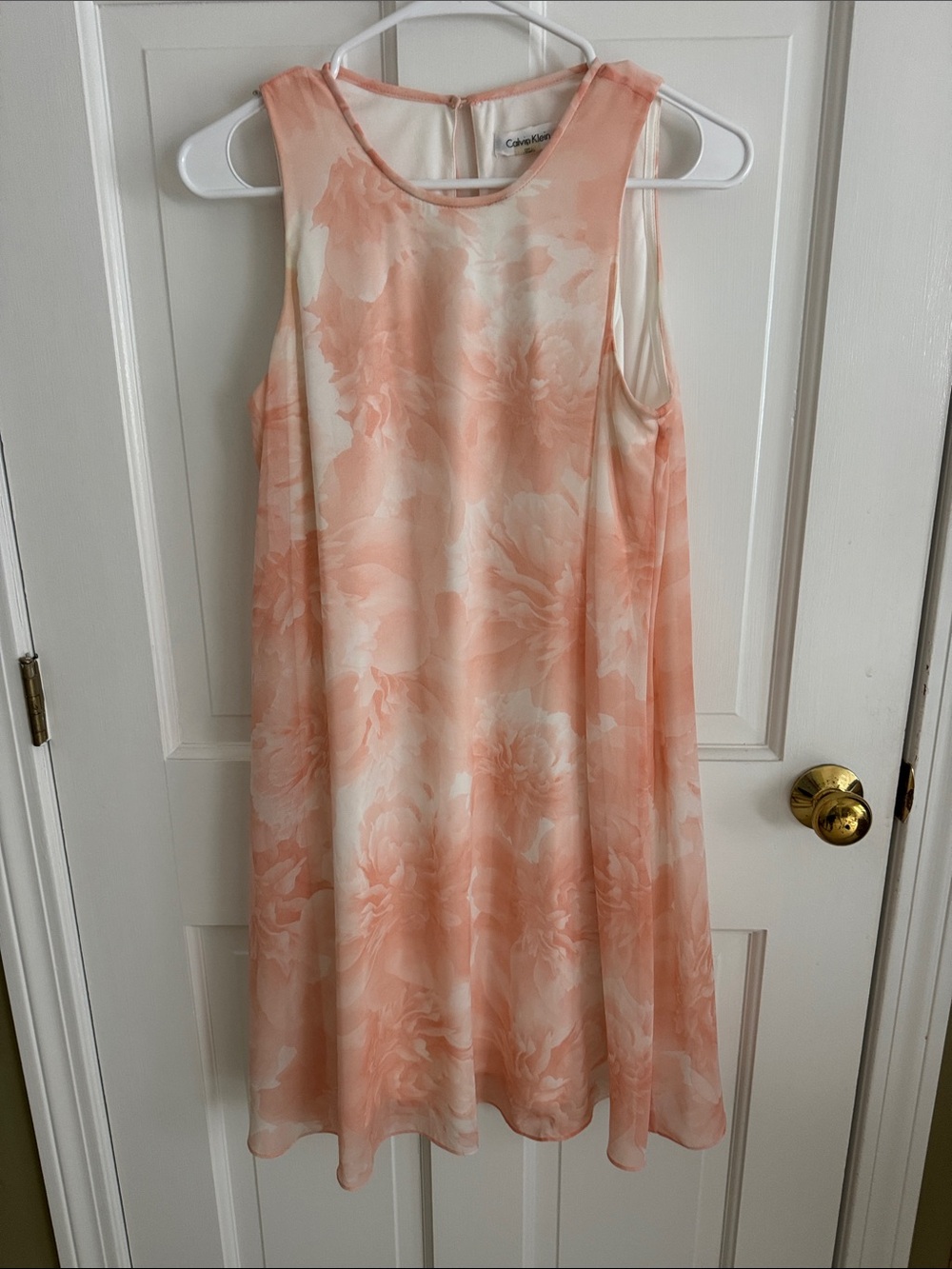 Calvin Klein Peach Floral Sleeveless Shift Dress